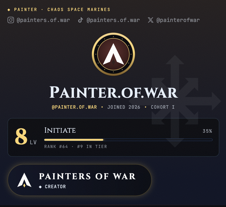 Tier progression bar showing Level 8 Initiate at 35% on mobile
